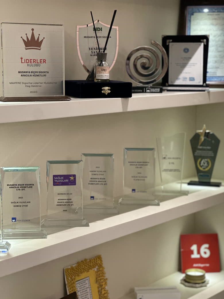 Biçer Sigorta ödül ve plaketleri
